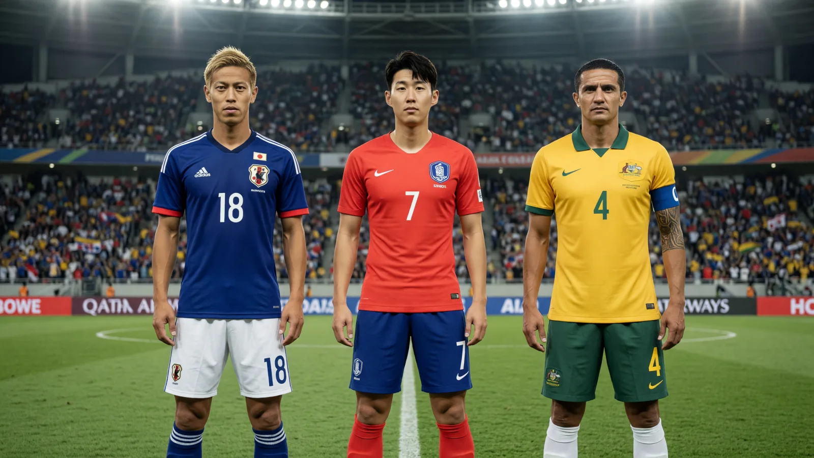 Asian Cup football legends in a stadium