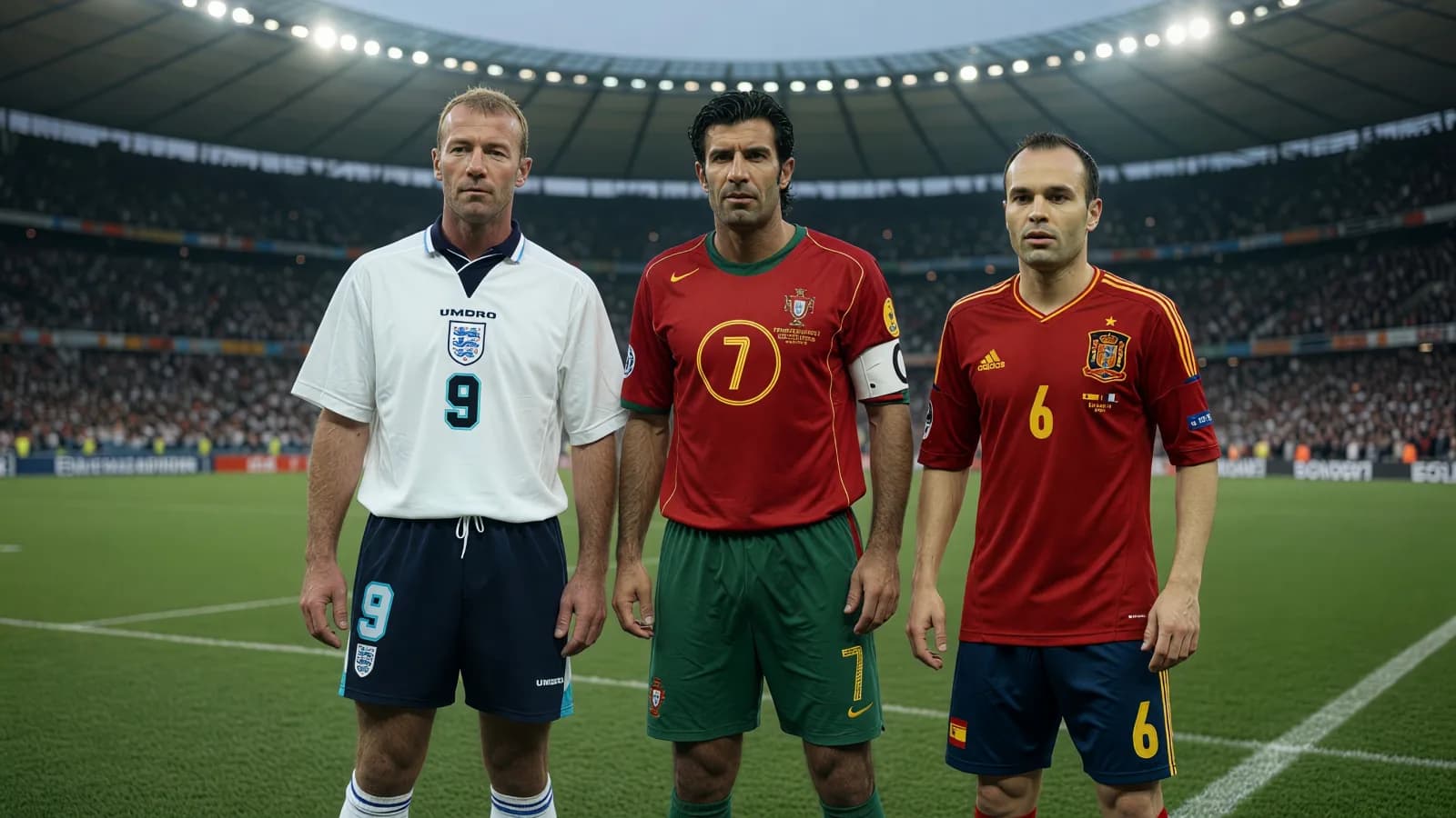 Euros football legends in a stadium